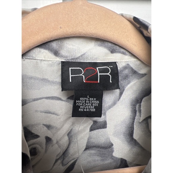 R2R Vintage 100% Silk Floral Short Sleeve Button Down Top Size Large - Picture 2 of 8